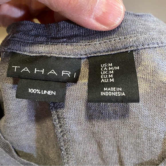 Tahari 100% linen tee shirt, SZ M, GUC, hi/lo hem, relaxed fit, cap sleeves. - Picture 6 of 10